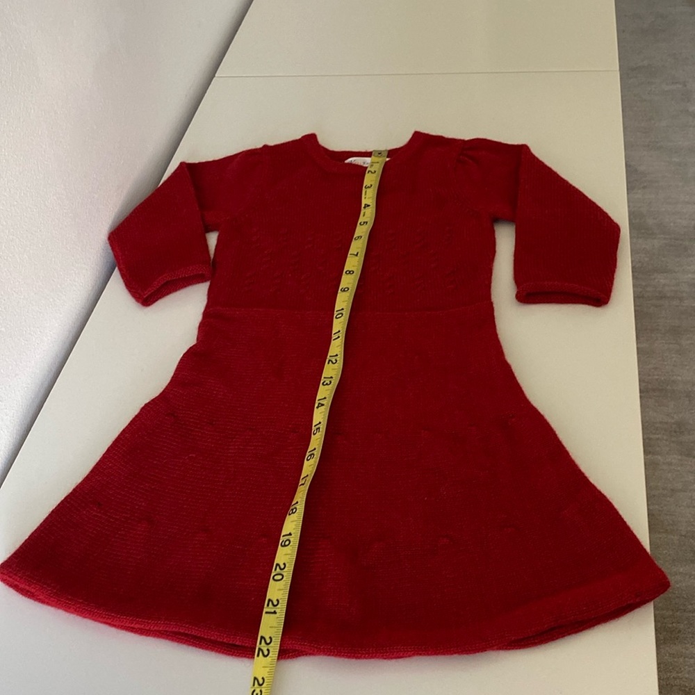 Girl’s red alpaca blend dress, size 4 years (3T?). Made in Peru.